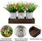 Spring Tabletop Decor – Gypsophila Baby’s Breath Artificial Flowers in Rustic Metal Pots with Wood Tray, Faux Flower Table Centerpiece for Home & Office